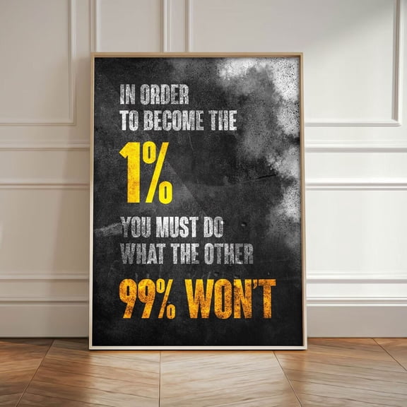 1 Percent Mindset Motivational Success Quote Entrepreneur Inspirational Typography Poster
