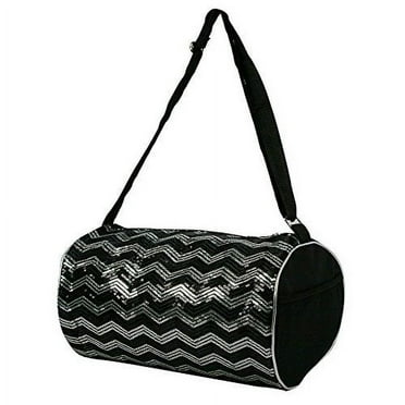 1 Perfect Choice Kid's Girls Dance Chevron Wave Sequin Duffle Bag Gymnastics Cheer (Black)