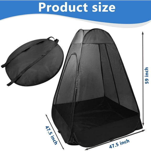 1-Person Camping Chair Pop up Tent, 47"x47"x59" See Through Single Mesh Tent Bugs Barrier Mosquito Net 2 Zipper Doors Outdoor Sports Pod Shelter with Bag for Fishing, Not Included Chair