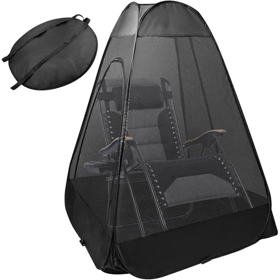 1-Person Camping Chair Pop up Tent, 47"x47"x59" See Through Single Mesh Tent Bugs Barrier Mosquito Net 2 Zipper Doors Outdoor Sports Pod Shelter with Bag for Fishing, Not Included Chair