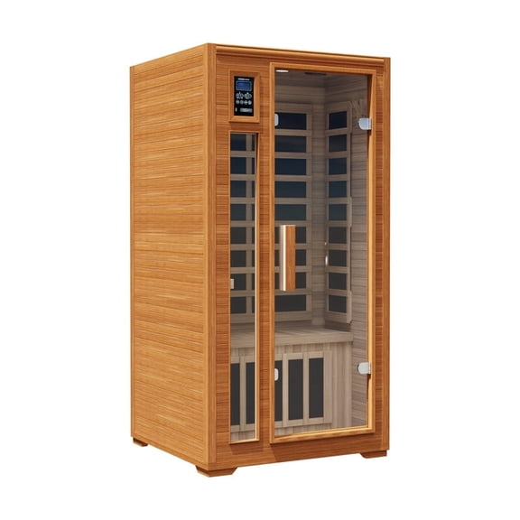 1-Person Canadian Hemlock Infrared Sauna, Low-EMF Far Infrared Home Spa Cabin