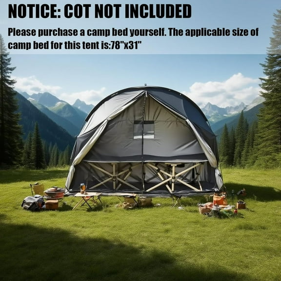 1 Person Cot Tent with Breathable Mesh Door and Screen Windows Easy to Put Together, All-Weather Shelter for Camping & Backyard, Without Bed