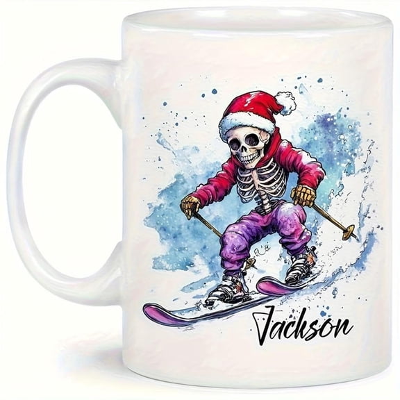 1 Person Custom Name Ski Coffee Cup with Personalized Name Number Freeze Mug Suitable Skiing Winter Sports Fans Durable Cold Drink Cup Christmas New Y