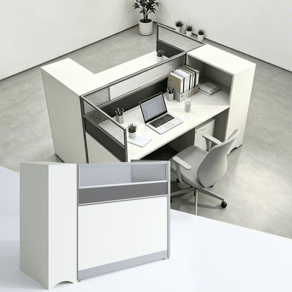 1 Person Office Cubicle Workstation,Modular Office Cubicle Desk with Privacy Panels & Cable Management,Staff Cubicle Desk for Open Offices,School,Call Centers 59in