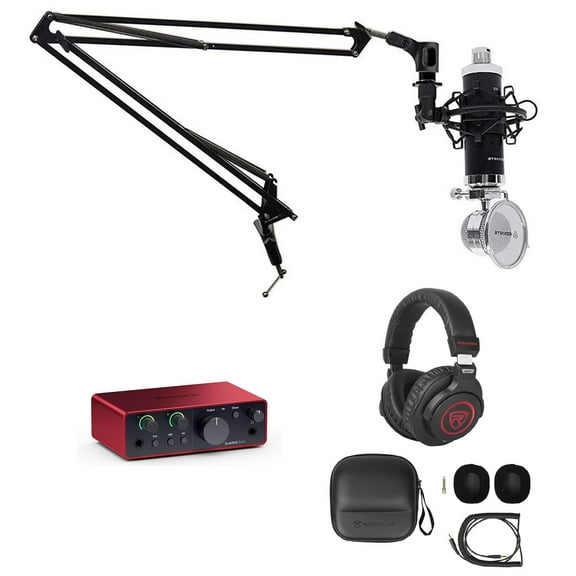 1-Person Podcast Podcasting Recording Kit w/Scarlett Solo 4th Gen Interface+Boom