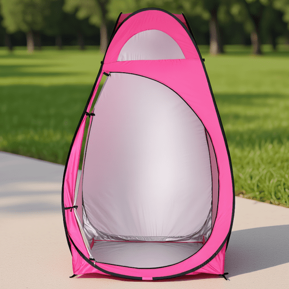 1-Person Pop-Up Tent, Portable Steel Wire Changing Room Shelter for Outdoor Camping, Pink, 110x110x190cm
