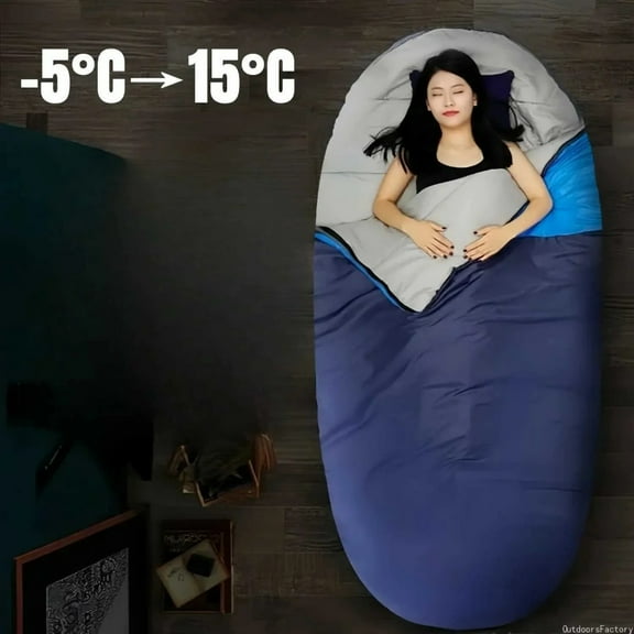 1-Person Ultra-Lightweight High Quality Egg-Shaped Extended Sleeping Bag - Warm Winter Camping & Backpacking Bed, -5°C to +15°C/23°F to 59°F Range, Synthetic, Spacious Oval Design for dults,1 Cold