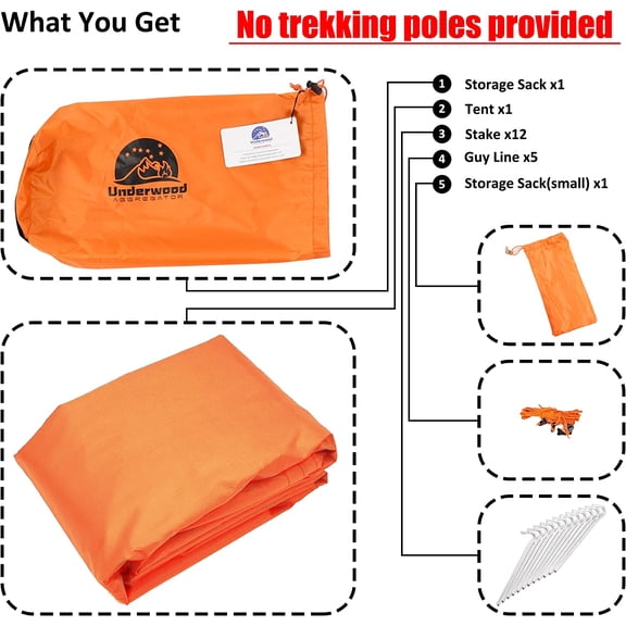 1-Person Ultralight Trekking Pole Tent & Collapsible Aluminum Hiking Poles by