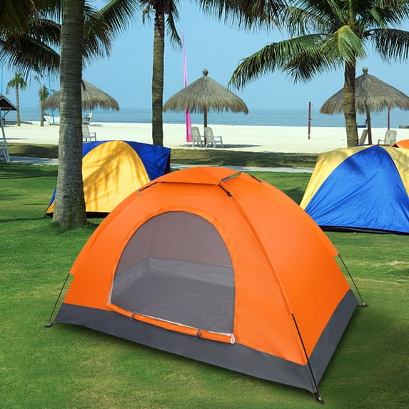 1-Person Waterproof Camping Dome Tent - Lightweight Orange for Backpacking & Hiking