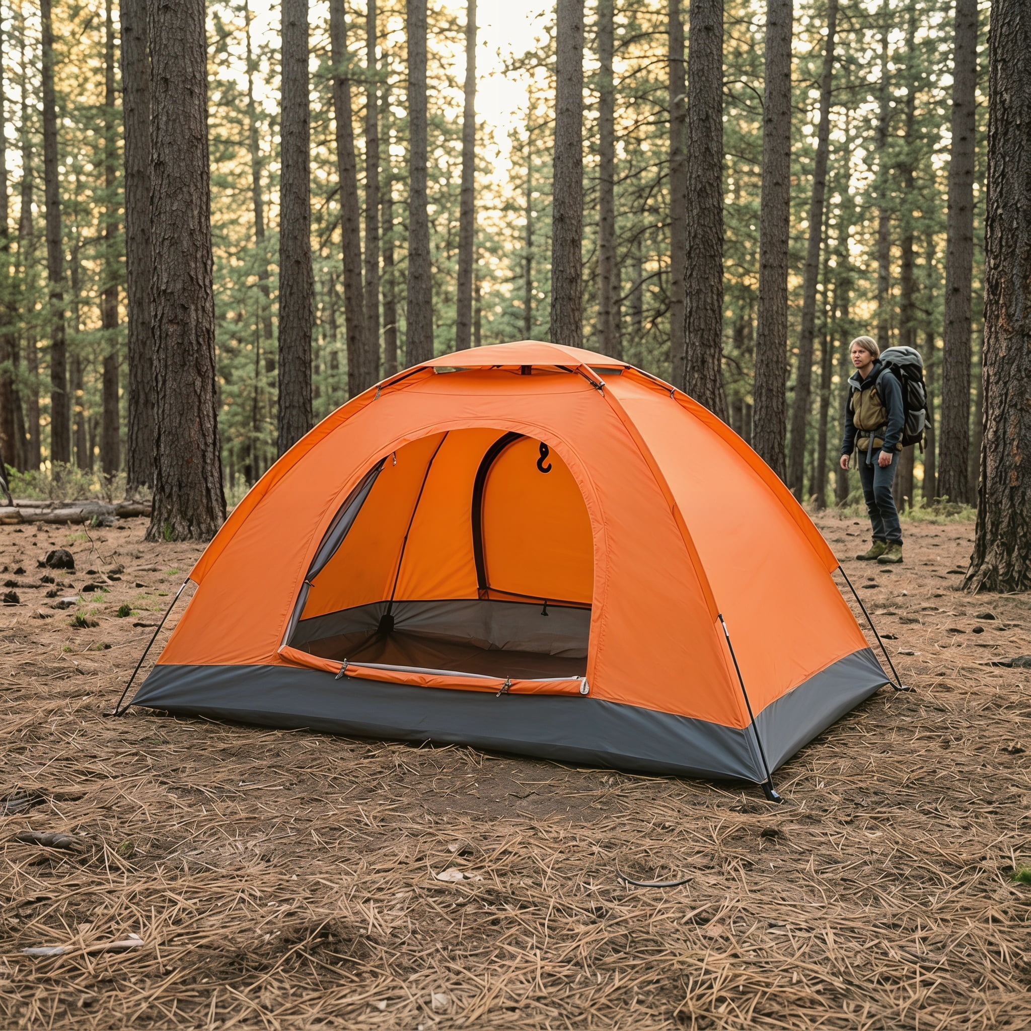 1-Person Waterproof Camping Dome Tent, Lightweight Outdoor Hiking Tent, Orange