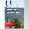 thumbnail image 1 of 1 Peter 5 7 Casting All Your Worries On Him - Inspirational Bible Verse Poster Wall Art, Modern Wall Decor For Living Room Bedroom, 24x36 UNFRAMED, 1 of 3