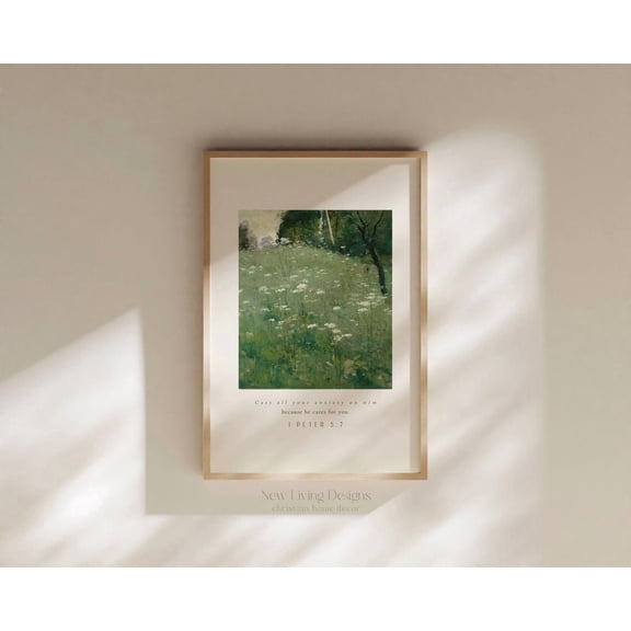 1 Peter 5 7 Wildflower Modern Scripture Decor Bible Verse Faith Decor Calming