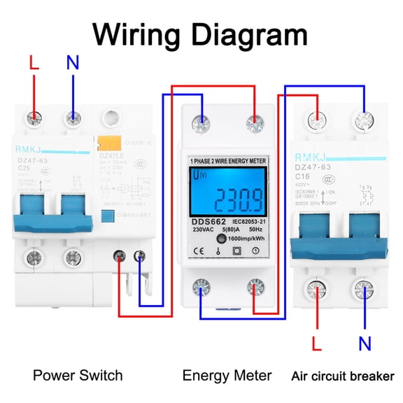 1 Phase 2 Wire Energy Meter Phase AC 230V Single Phase Energy Meter With Backlight DDS662