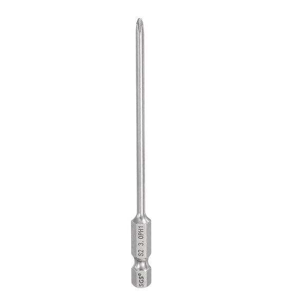 #1 Phillips Screwdriver Bit PH1 1/4" Hex Shank 4" (100mm) Long 0.12" Rod Magnetic Cross Head Drill Bits S2 Steel Industrial Screw Driver for Power Screwdrivers Drills, Silver