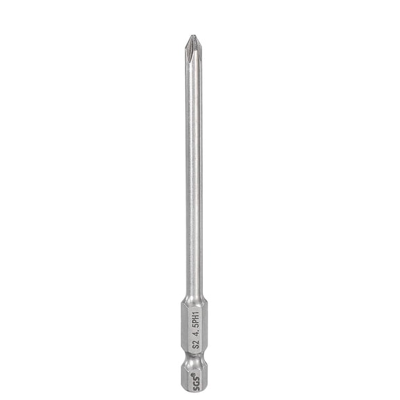 #1 Phillips Screwdriver Bit PH1 1/4" Hex Shank 4" (100mm) Long 0.18" Rod Magnetic Cross Head Drill Bits S2 Steel Industrial Screw Driver for Power Screwdrivers Drills, Silver