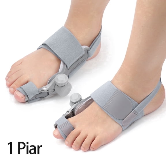 1 Piar Bunion Corrector, Adjustable Knob Big Toe Straightener, Toe Corrector Hallux Valgus Support Toe Alignment Corrector Toe Support Brace Foot Correction Device Night & Day Wear, Grey