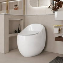 [Luckynote]1-Piece 1.28 GPF Single Flush Egg Shape Toilet in Glossy White