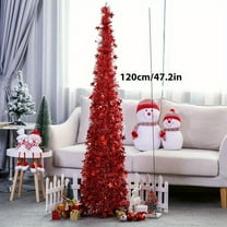 1 Piece 1.2m Colorful Retractable Fold-Up Christmas Tree - Holiday Decorations, Spiral Tinsel Star Ornament for Festive Home and Celebration Events