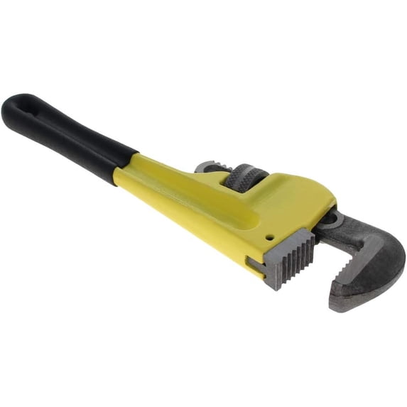 1 Piece 10 Inch Heavy Duty Steel Adjustable Grab Straight Pipe Wrench with Soft Grip Floating Hook Jaw