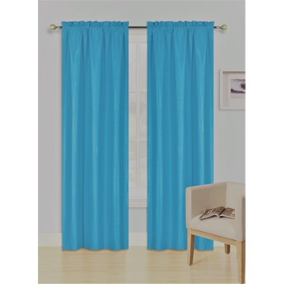 1-Piece 100% Blackout Rod Pocket Solid Window Curtain Panel With Lined Backing 35" X 63" R64 Aqua