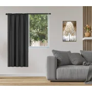 Gorgeous Home Linen 1-Piece 70% Blackout Rod Pocket Solid Window Curtain Panel With Lined Backing 35" X 63" R64 Black