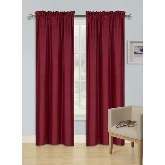 1-Piece 100% Blackout Rod Pocket Solid Window Curtain Panel With Lined Backing 35" X 63" R64 Burgundy
