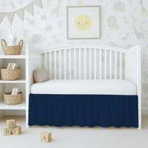1 Piece 100% Egyptian Cotton 800 Thread Count Crib Ruffle Bed Skirts for Baby Girls (28” x 52” x 10") Inch Crib Ruffle Bed Skirts - Navy Blue Solid