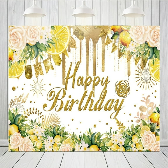 1 Piece 10x8 Feet Rose Gold Glitter Floral Birthday Background, Polyester Fiber Photography Background, Girl's Birthday Party Cake Table Decoration, Photo Banner Props