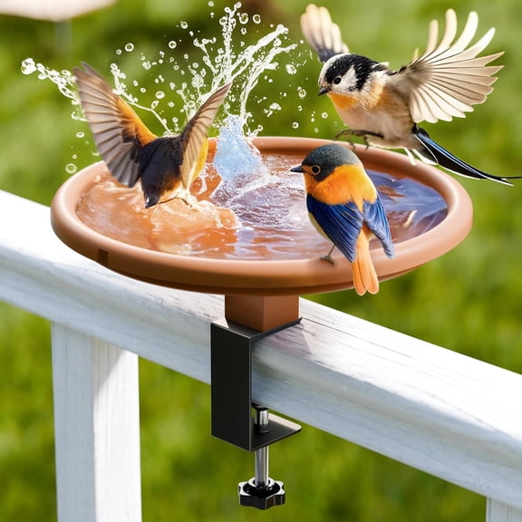 1 Piece 12 Inch Adjustable Bird Bath Bowl Balcony Deck Mounted Feeder Tool Free Setup
