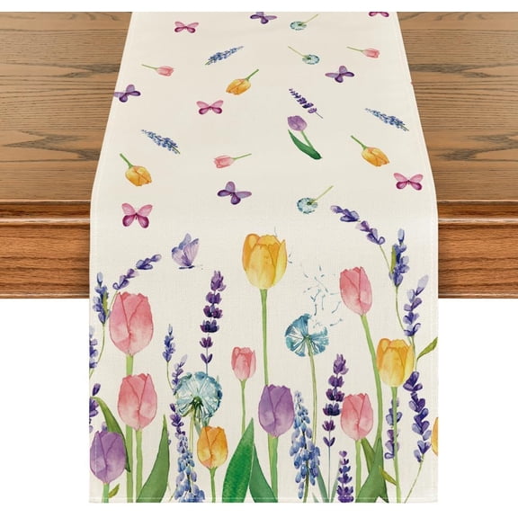 1 Piece 13x72 Inch Lavender Tulip Table Runner Seasonal Event Dining Decoration