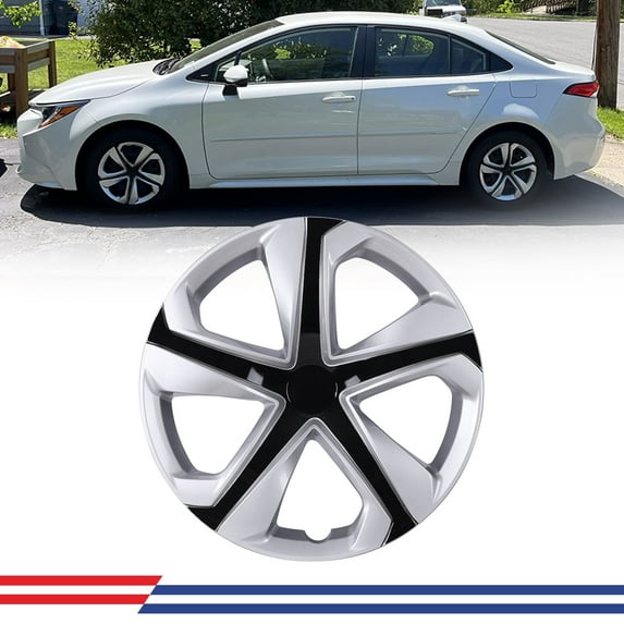 1 Piece 16" Hubcap Wheel Rims Cover for 2016-2018 Honda Civic Sedan Compatible with Steel Wheels Snap on Installation ABS+PC Material(16-inch,Silver Lacquer & Black Lacquer)