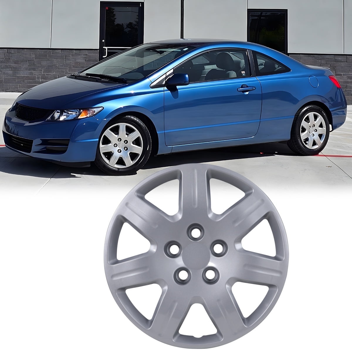 1 Piece 16" Hubcaps Wheel Rims Cover Fit for 2006-2011 Honda Civic Compatible with Steel Wheels Bolt on Installation(16-inch,Lacquer)