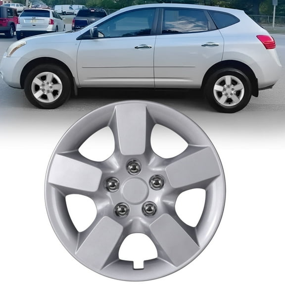 1 Piece 16" Hubcap Wheel Rims Cover with Decoration Nuts for 2010-2015 Nissan Rogue/Rogue Select Compatible with Steel Wheels Snap on Installation (Lacquer）