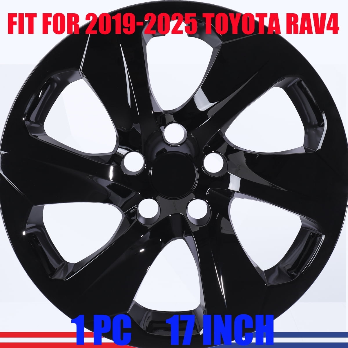 1 Piece 17" Hubcaps Steel Wheel Rims Cover Fit for 2019-2025 TOYOTA RAV4 ABS+PC Material Snap On Installation(17-Inch, Black Lacquer)