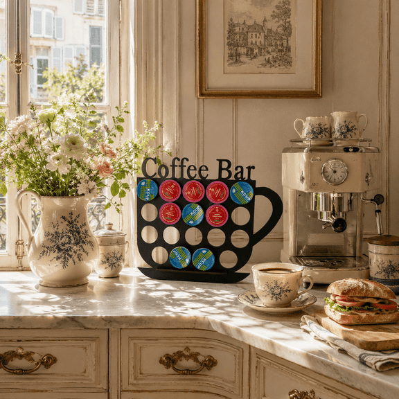 KingLive Wooden K Cup Holder,Capsule Storage Rack,Coffee Pod Storage Rack,Black