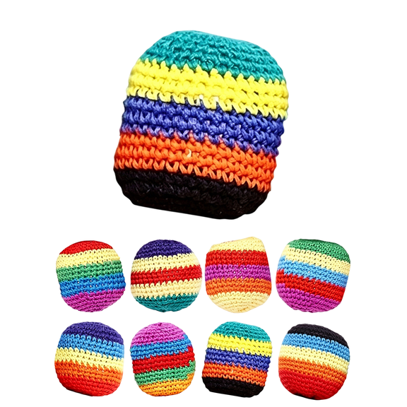 1 Piece 2.2 Inch Knitted Juggling Ball, 10 Vibrant Colors Handmade Foot Bag Sack Ball, Soft Crocheted Kick Sack Balls for Kids and Adults Outdoor Activity. c