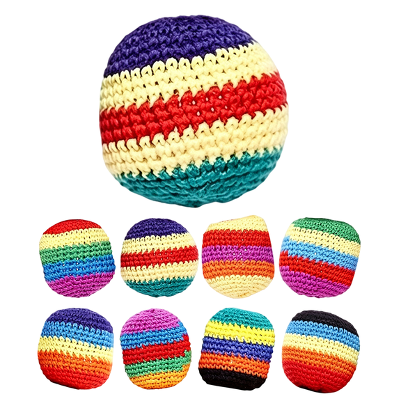 1 Piece 2.2 Inch Knitted Juggling Ball, 13 Vibrant Colors Handmade Foot Bag Sack Ball, Soft Crocheted Kick Sack Balls for Kids and Adults Outdoor Activity. f