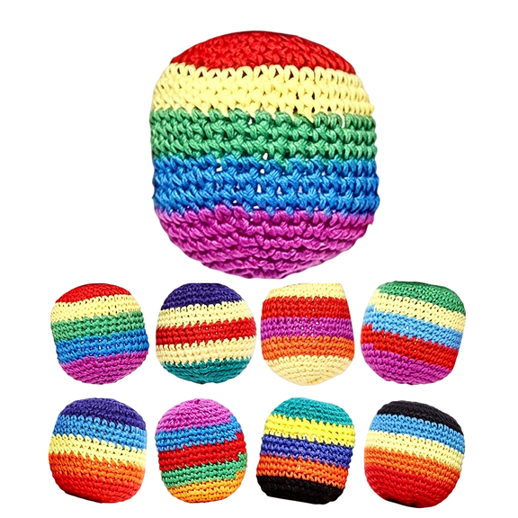 1 Piece 2.2 Inch Knitted Juggling Ball, 8 Vibrant Colors Handmade Foot Bag Sack Ball, Soft Crocheted Kick Sack Balls for Kids and Adults Outdoor Activity. a