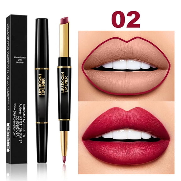 1 Piece 2-in-1 Nude Brown Lip Liner & Lipstick Set Kit for Women, Matte Lip with Lip Liner Lip Stains Long Lasting Waterproof 24 Hour Lipstick and Lip Liners Combo Lipliners Pencil
