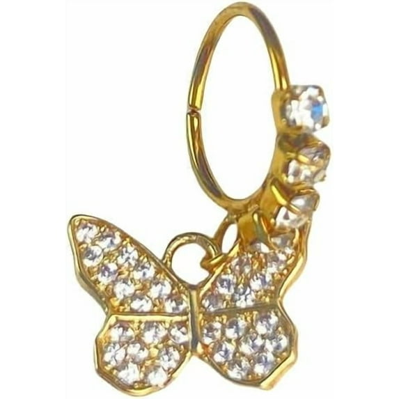 1 Piece 22G CZ Dangle Nose Rings Stainless Steel Nose Studs Crystal — free download
