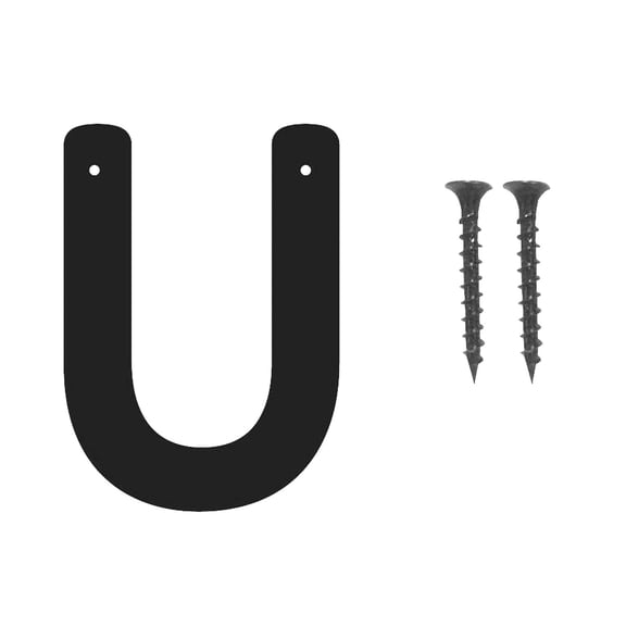 1 Piece 3 Inch Black Metal Letter U for Outdoor Number, Weatherproof Rust Resistant Mailbox Letter, Sleek Contemporary Sign for Home, Apartment or Fence, Includes Mounting Screws, By Harlik