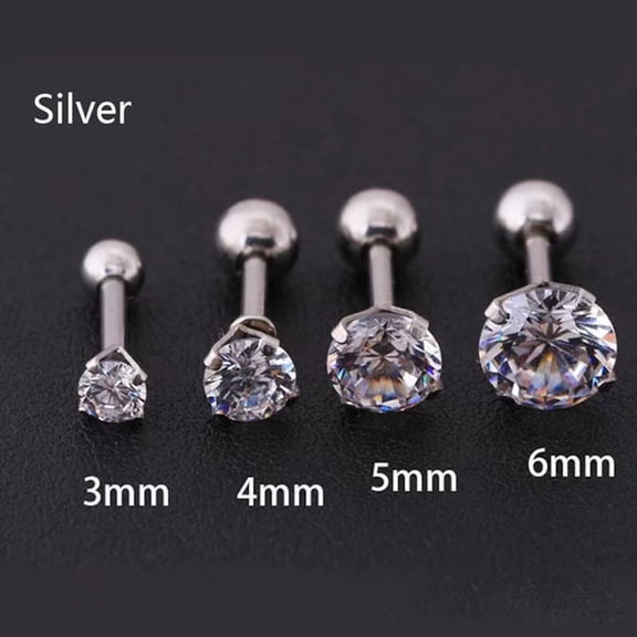 1 Piece 4 Prong Rhinestone Ear Studs Earrings For Women/Men Tragus Cartilage Standard Lobe Piercing Jewelry Gift