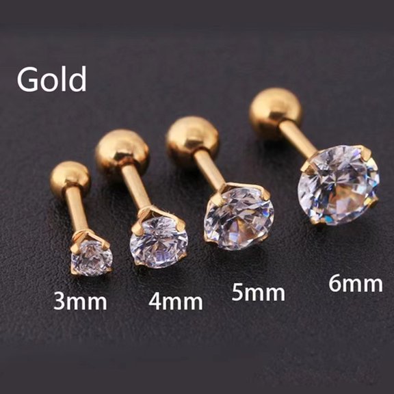 1 Piece 4 Prong Rhinestone Ear Studs Earrings For Women/Men Tragus Cartilage Standard Lobe Piercing Jewelry Gift