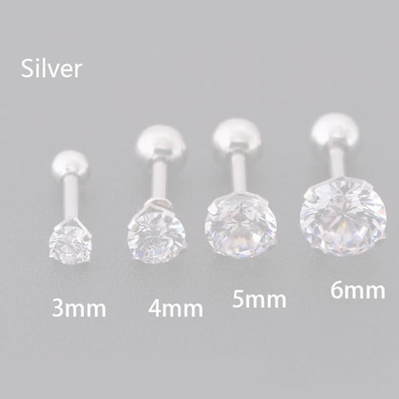 1 Piece 4 Prong Rhinestone Ear Studs Earrings For Women/Men Tragus Cartilage Standard Lobe Piercing Jewelry Gift