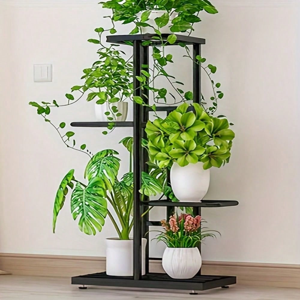 Garden Iron Rack 1 Piece, 4-Tier Wrought Iron Flower Stand, Perfect For Balconies ...