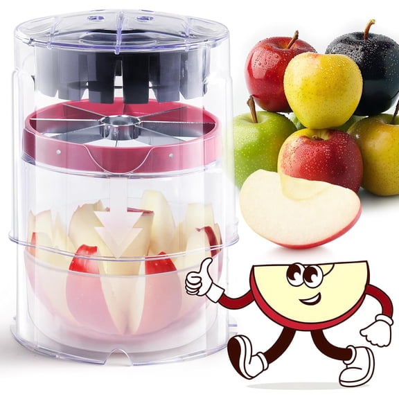 1 Piece 5.12 Inch Stainless Steel Apple Slicer Cutter 8 Slices Transparent Bowl Fruit Divider Tool
