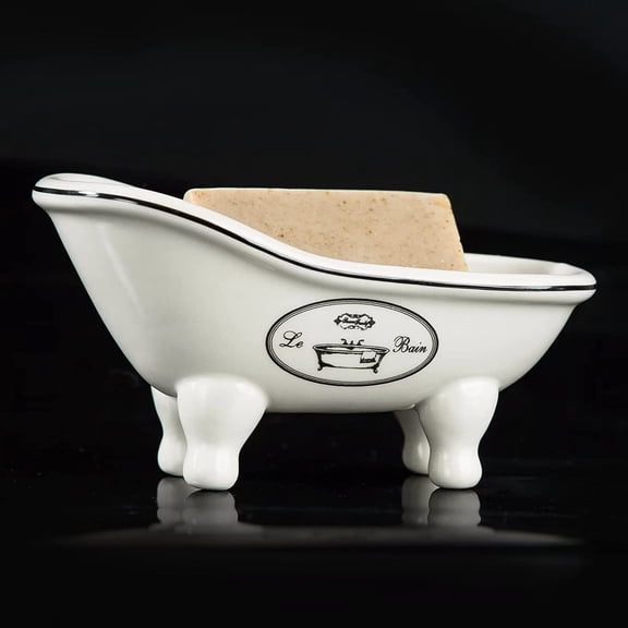 1 Piece 5.6" Ceramic Mini Clawfoot Slipper Bathtub Soap Dish Vintage Decortative Bathroom Soap Dish
