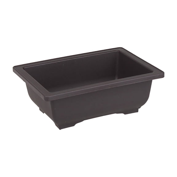 1-Piece 6.5-Inch Rectangular Plastic Bonsai Training Pot with Detachable Saucer, Faux Clay Succulent Planter with Drainage for Window Sill, Dark Brown