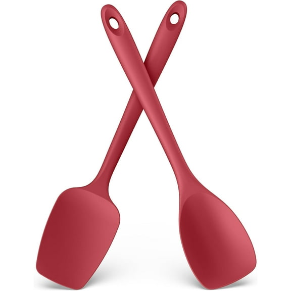 1 Piece 600F Heat Resistant Silicone Spoon Spatula Flexible Baking Scraper Kitchen Utensil Red