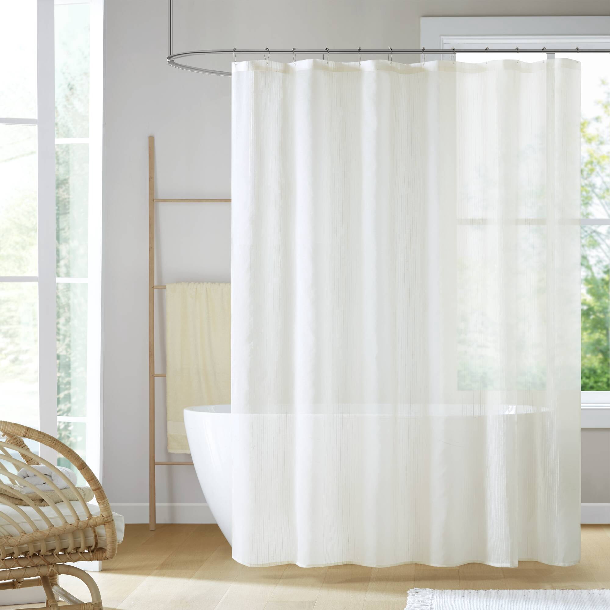 1-Piece 72x72" Sheer Shower Curtain,Ivory - Walmart.com
